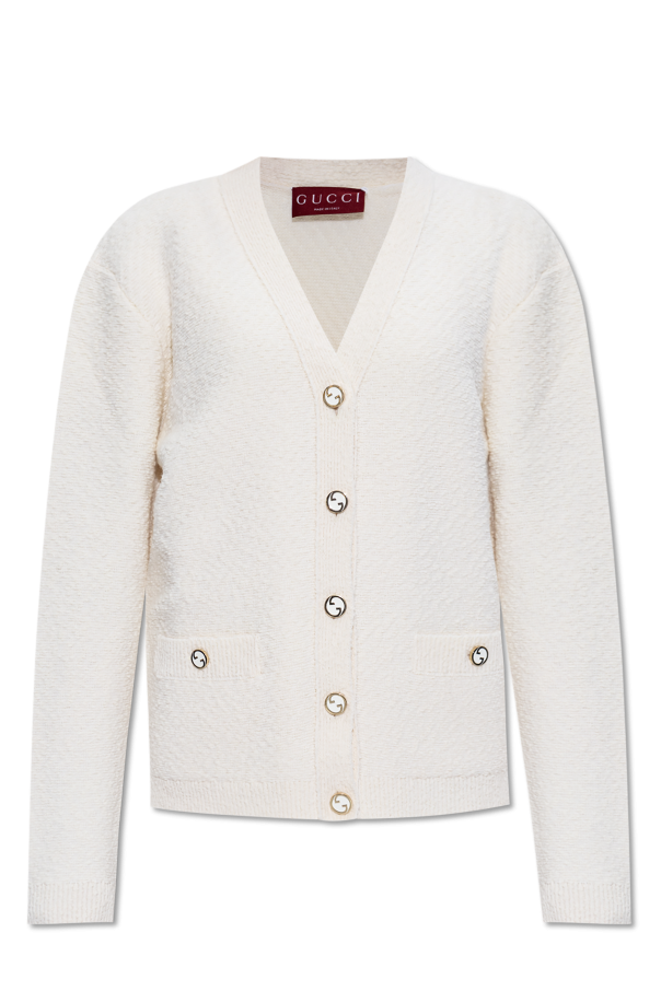 Gucci white perforated order interlocking G White wool sweater